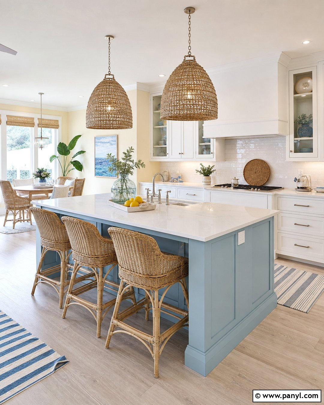 Light Yellow Kitchen Walls In A Coastal Kitchen - 35 Light Yellow Kitchen Walls