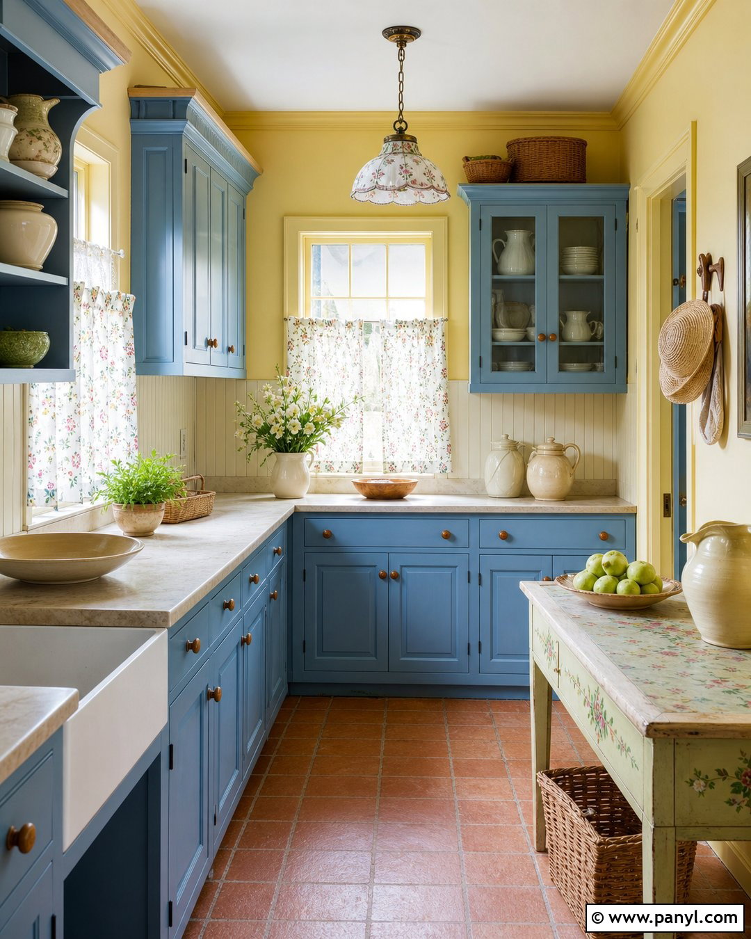 Light Yellow Kitchen Walls In A Cottage Kitchen - 35 Light Yellow Kitchen Walls