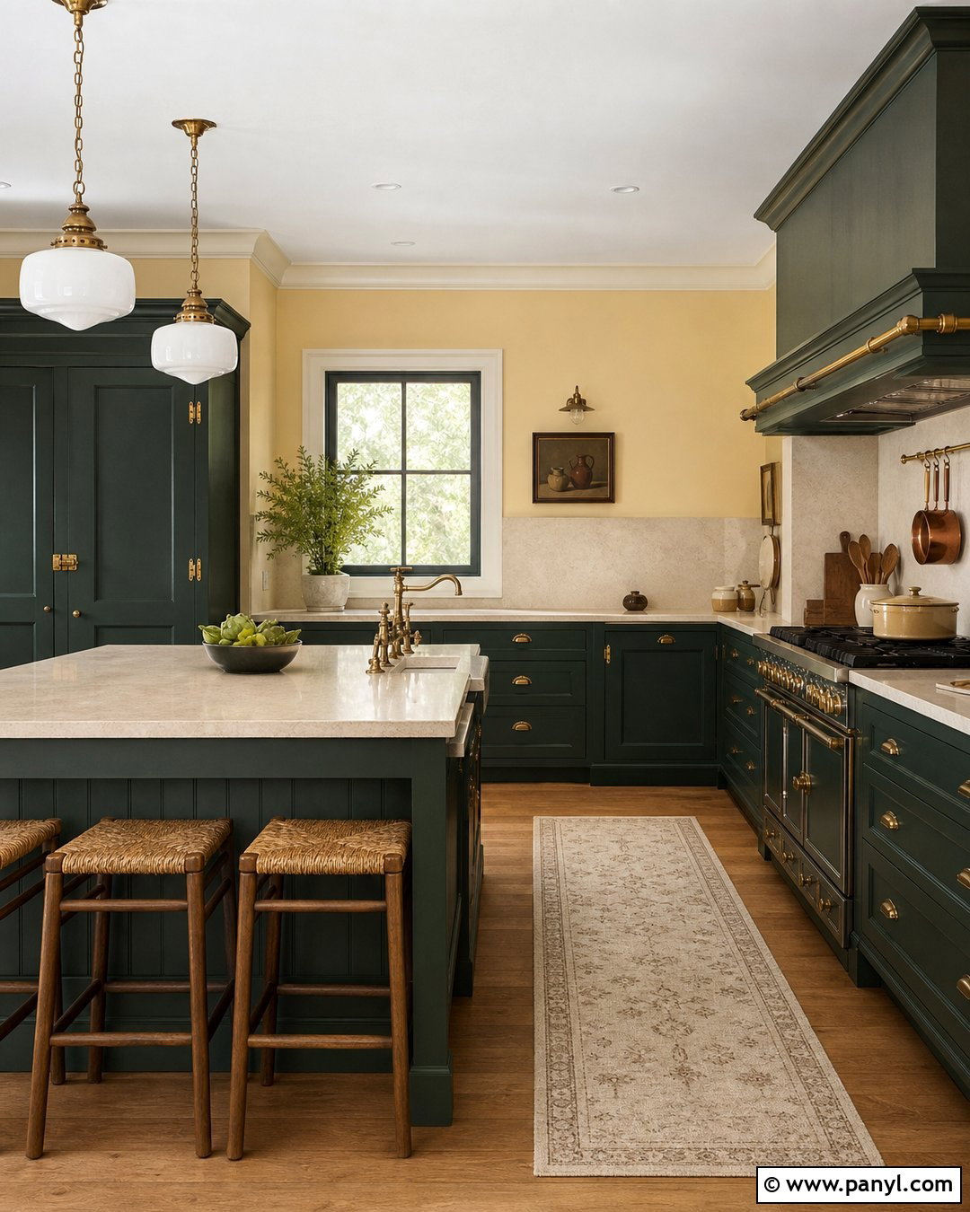 Light Yellow Kitchen Walls With Forest Green Cabinets - 35 Light Yellow Kitchen Walls