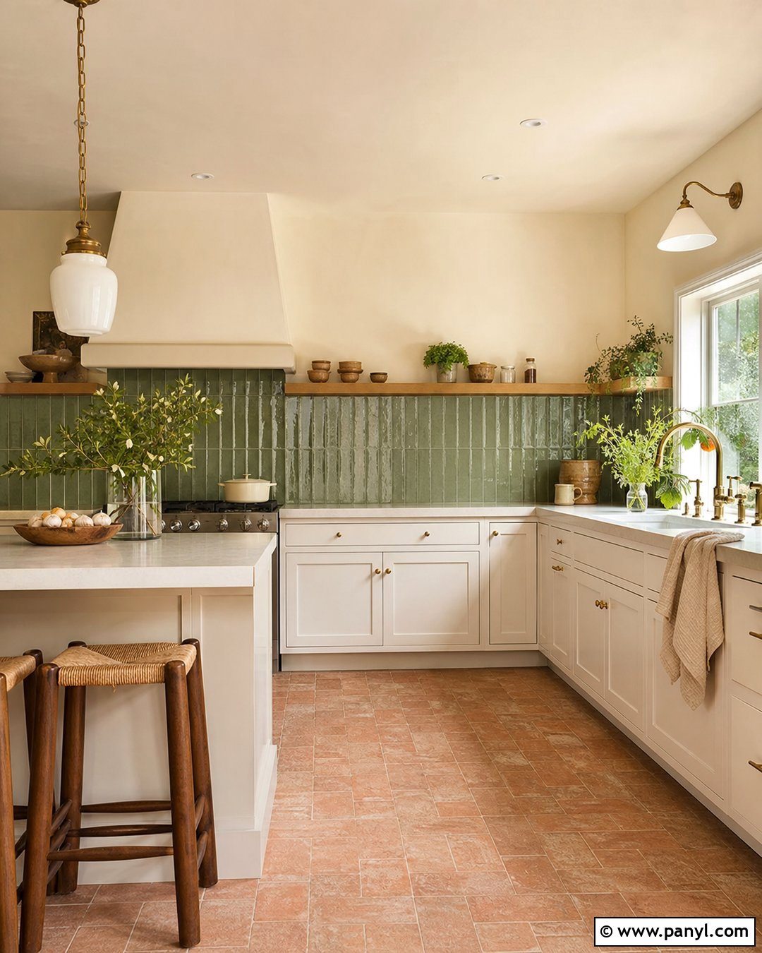 Light Yellow Kitchen Walls With Green Tile Backsplash - 35 Light Yellow Kitchen Walls