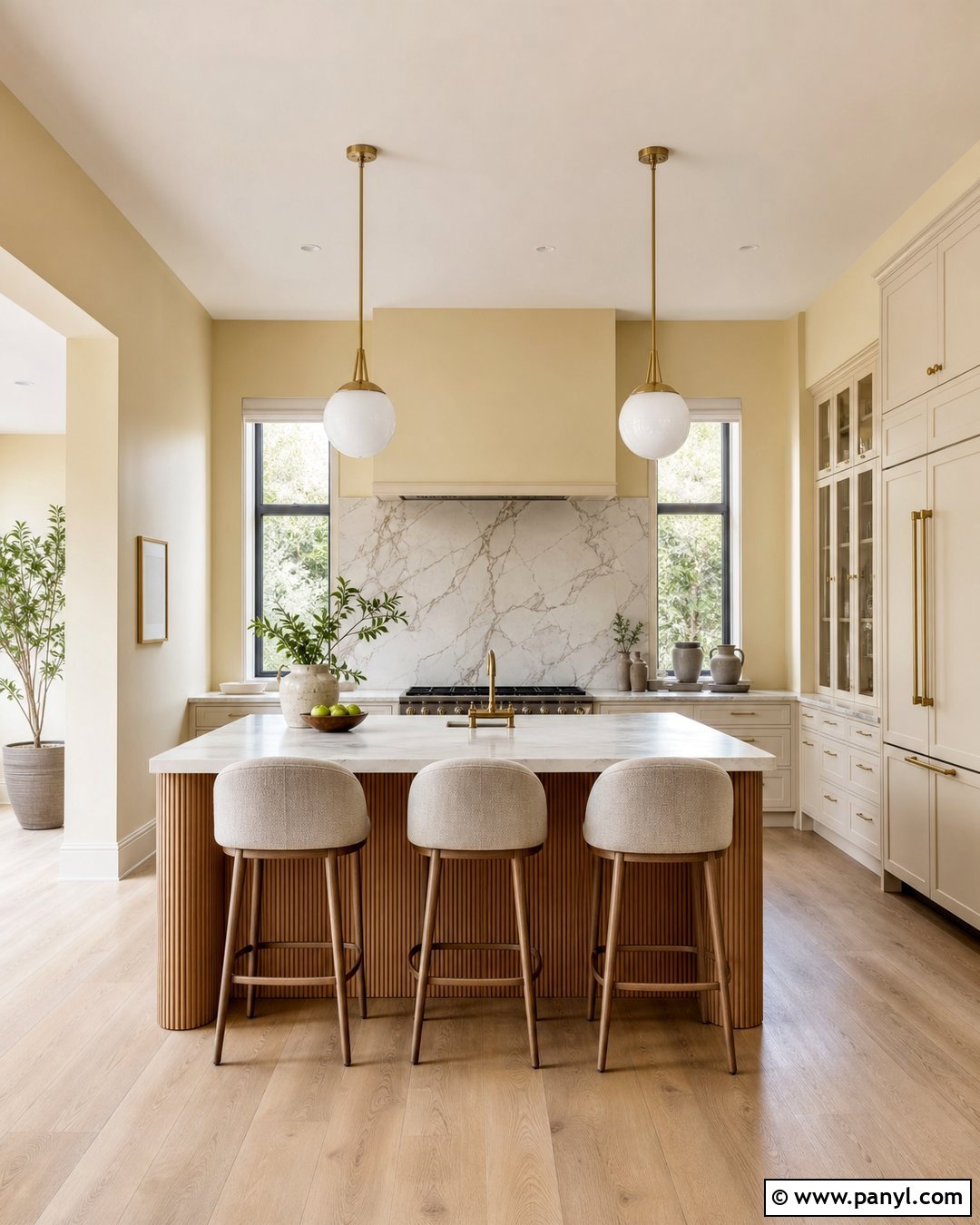 Light Yellow Kitchen Walls With Marble Backsplash - 35 Light Yellow Kitchen Walls