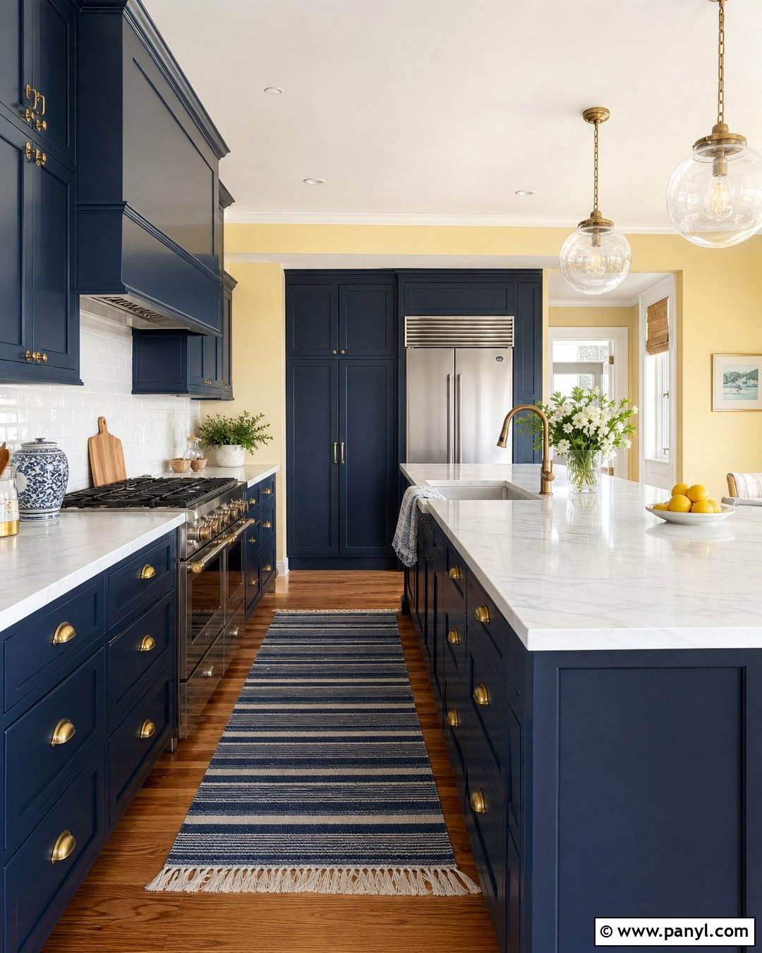 Light Yellow Kitchen Walls With Navy Cabinets - 35 Light Yellow Kitchen Walls