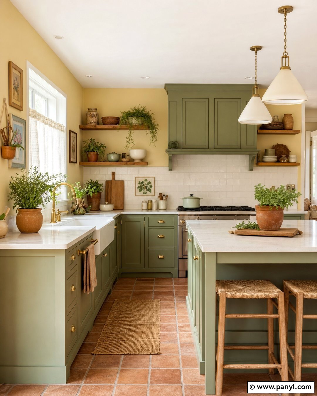 Light Yellow Kitchen Walls With Sage Green Cabinets - 35 Light Yellow Kitchen Walls