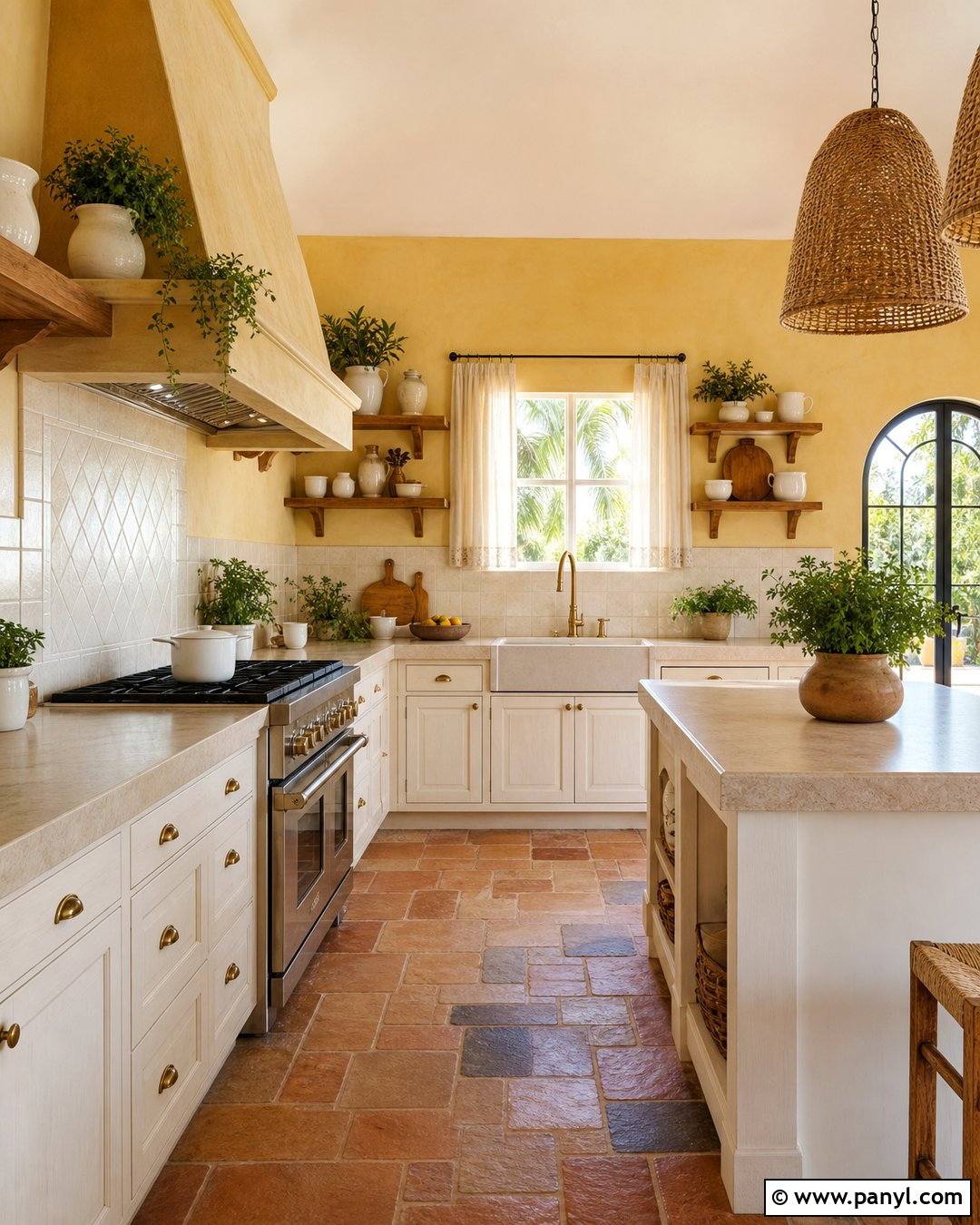 Light Yellow Kitchen Walls With Terracotta Floors - 35 Light Yellow Kitchen Walls