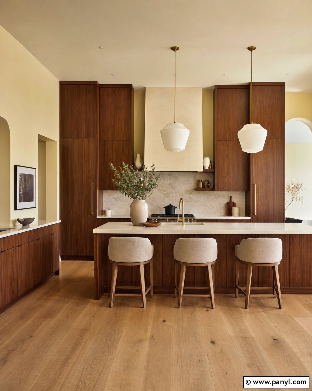 Light Yellow Kitchen Walls With Walnut Cabinets - 35 Light Yellow Kitchen Walls