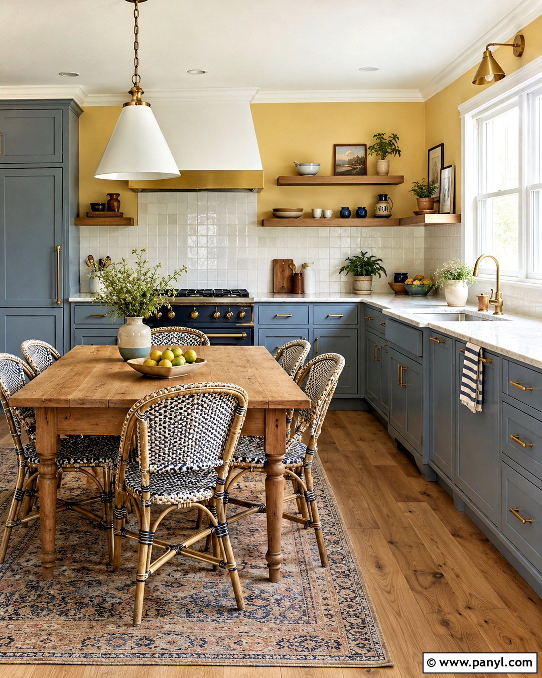 Light Yellow Kitchen With Blue Cabinets - 40 light yellow walls