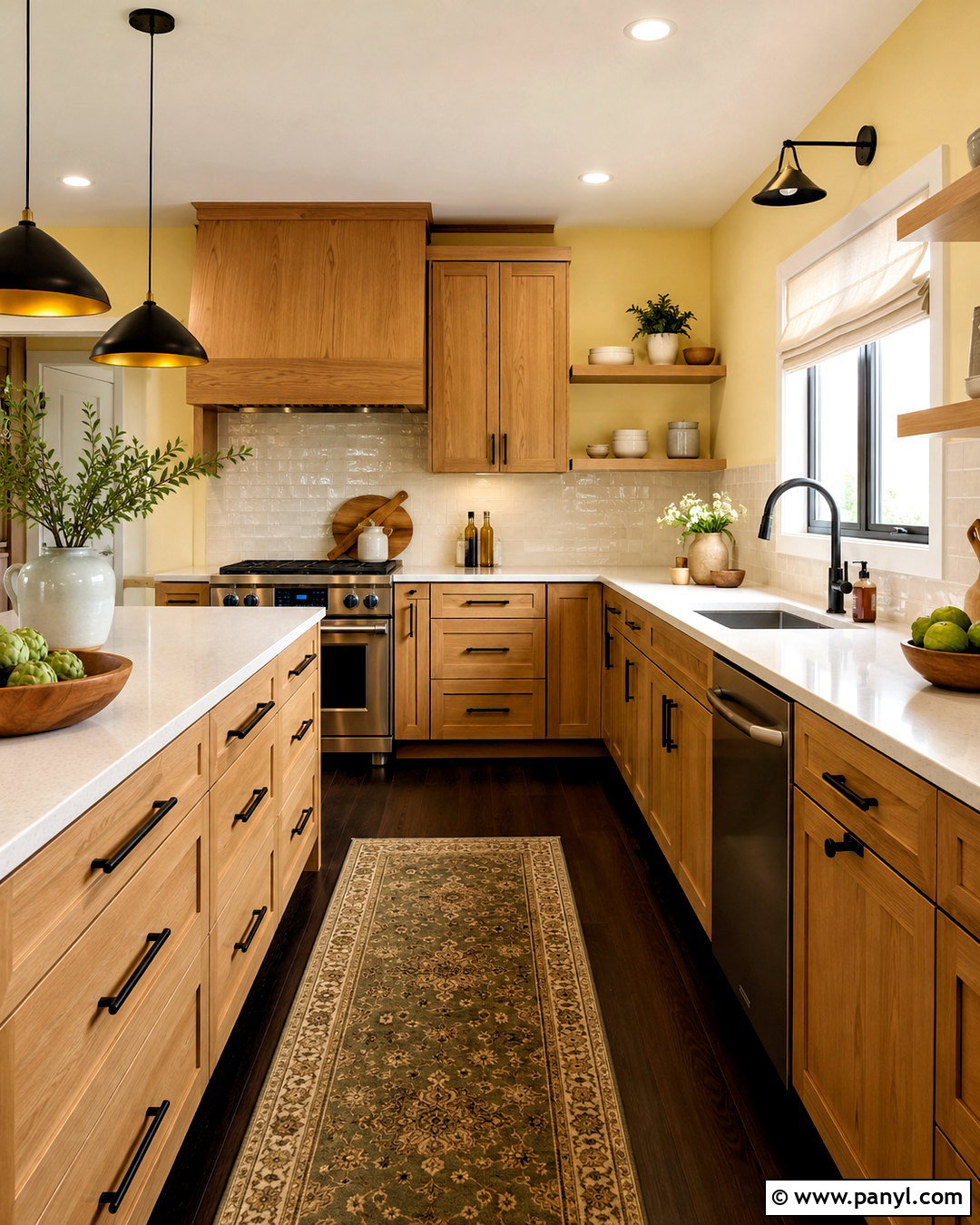 Light Yellow Kitchen With Wood Cabinets - 40 light yellow walls