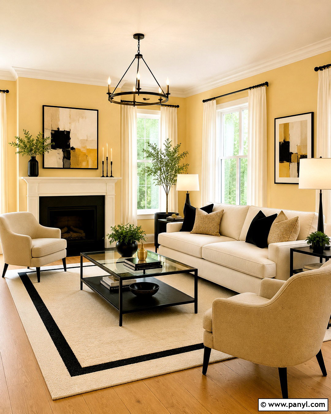 Light Yellow Living Room With Black Accents - 20 light yellow living room ideas