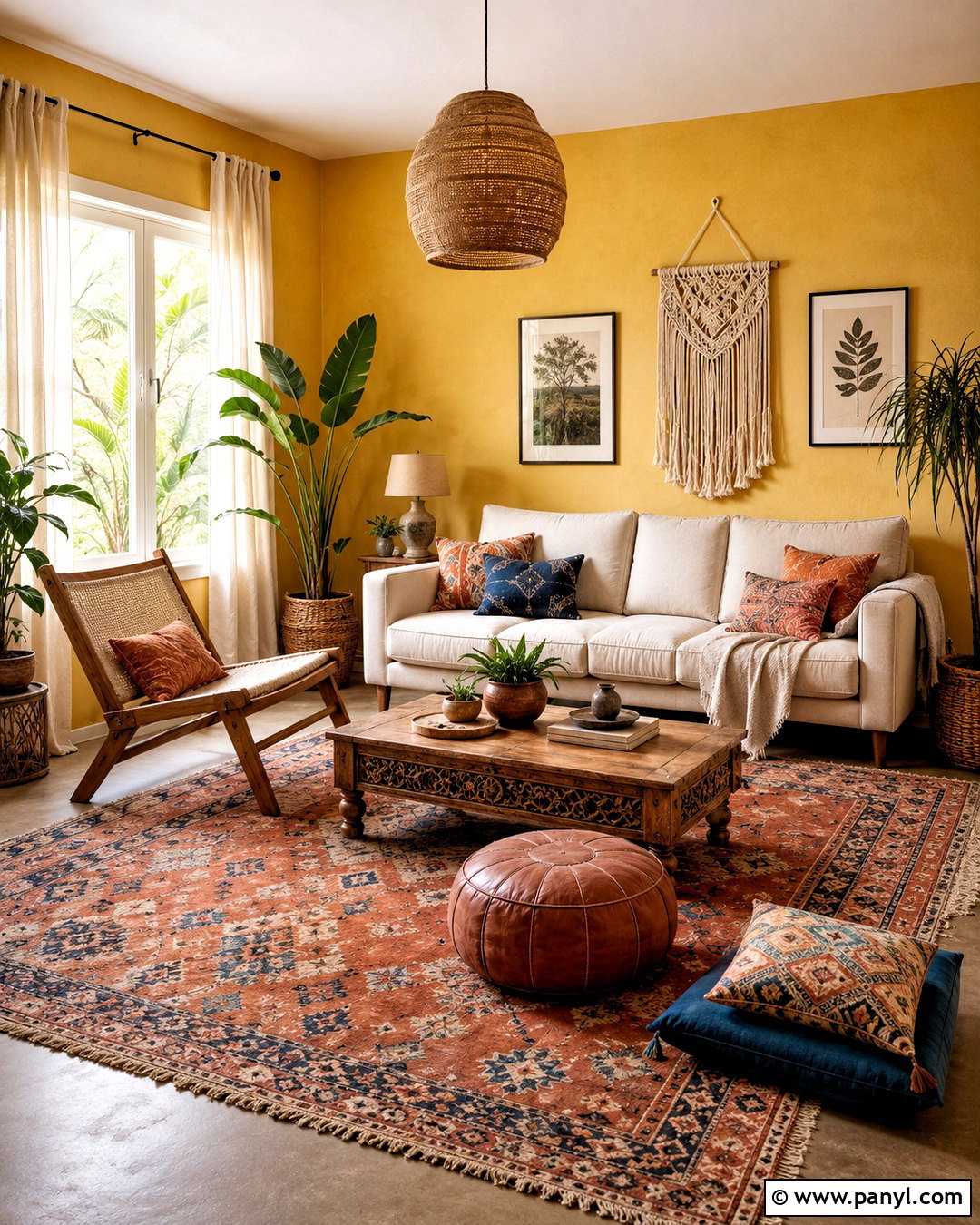 Light Yellow Living Room With Boho Decor - 20 light yellow living room ideas