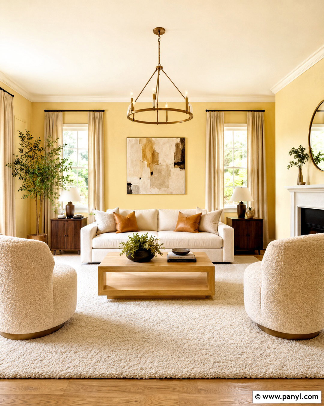 Light Yellow Living Room With Cream Furniture - 20 light yellow living room ideas