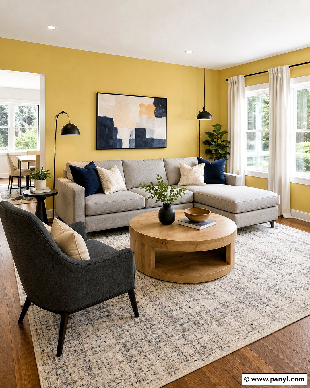Light Yellow Living Room With Gray Furniture - 40 light yellow walls