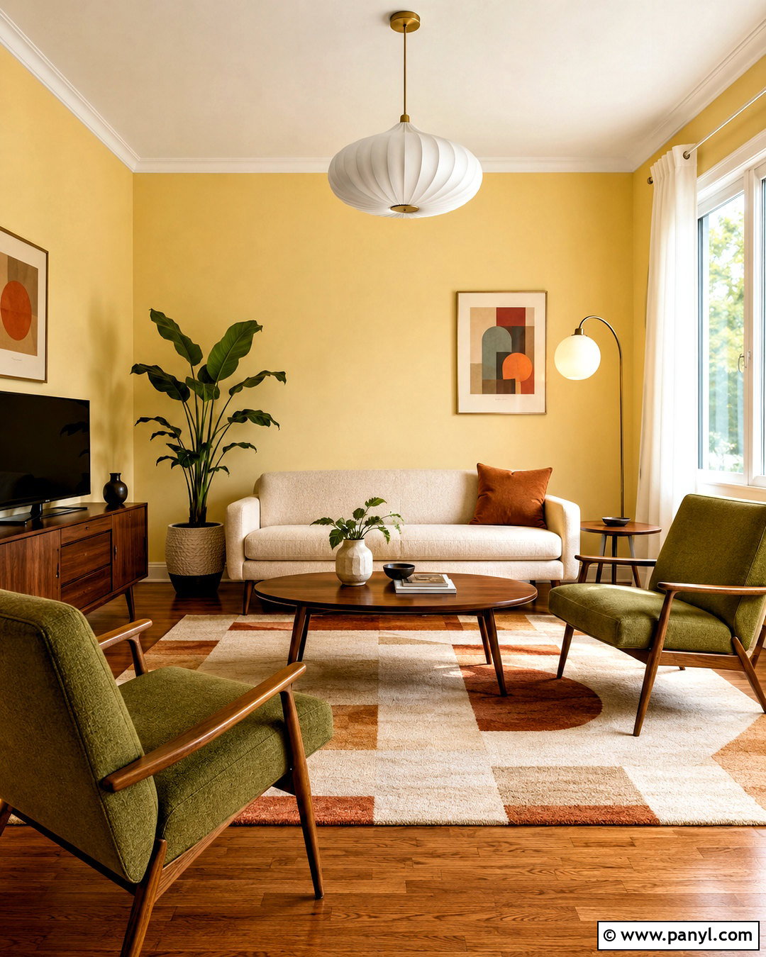 Light Yellow Living Room With Midcentury Decor - 20 light yellow living room ideas