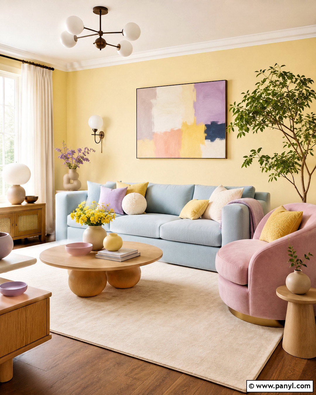 Light Yellow Living Room With Pastel Colors - 20 light yellow living room ideas