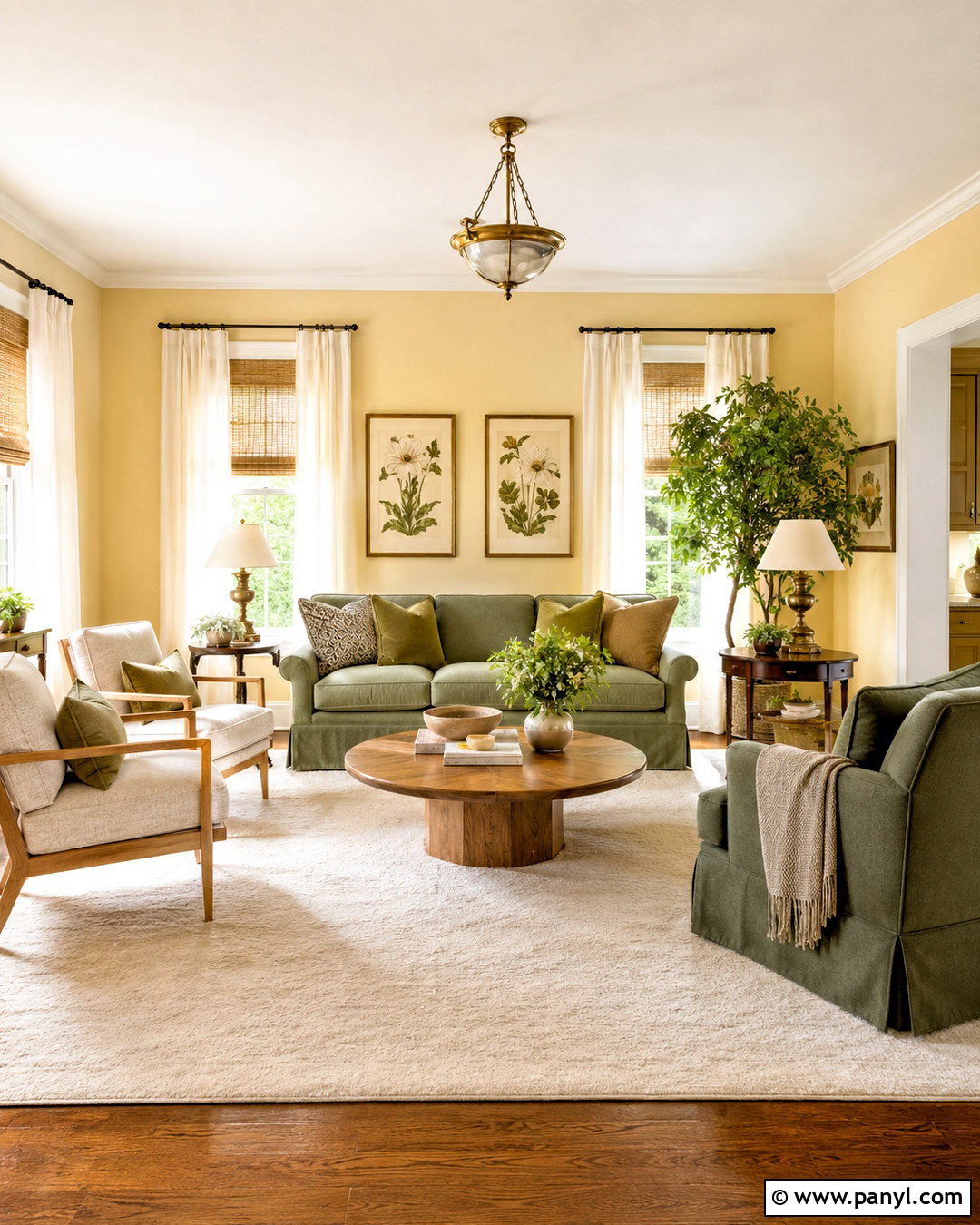 Light Yellow Living Room With Sage Green - 20 light yellow living room ideas