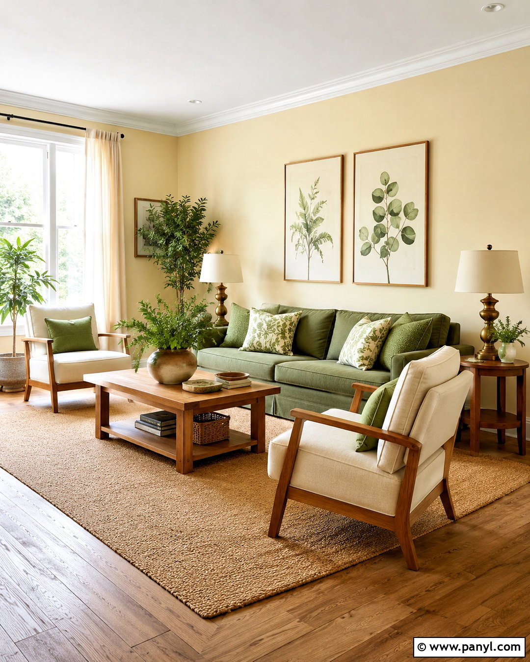 Light Yellow Living Room With Sage Green - 40 light yellow walls