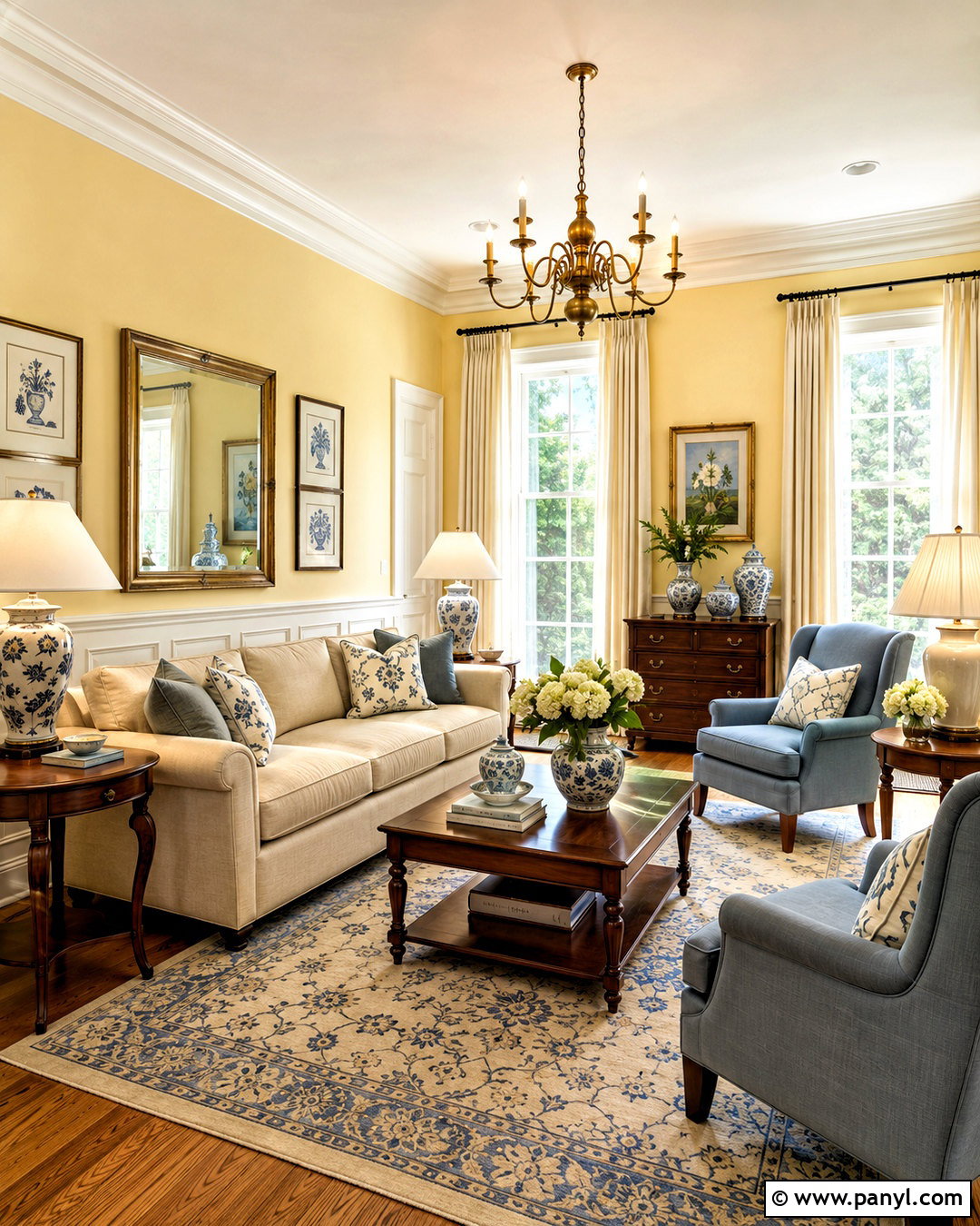 Light Yellow Living Room With White Paneling - 20 light yellow living room ideas