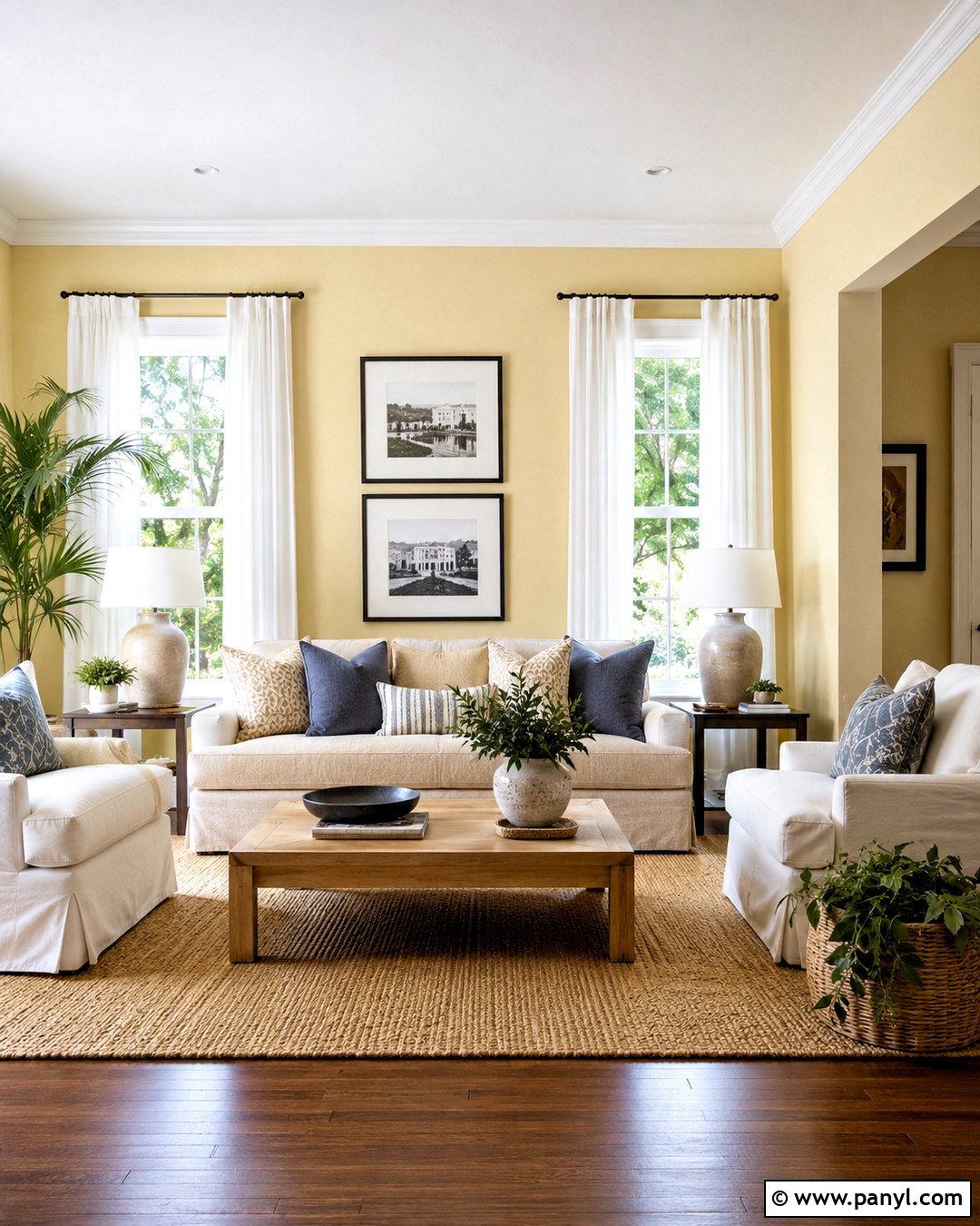 Light Yellow Living Room With White Trim - 40 light yellow walls