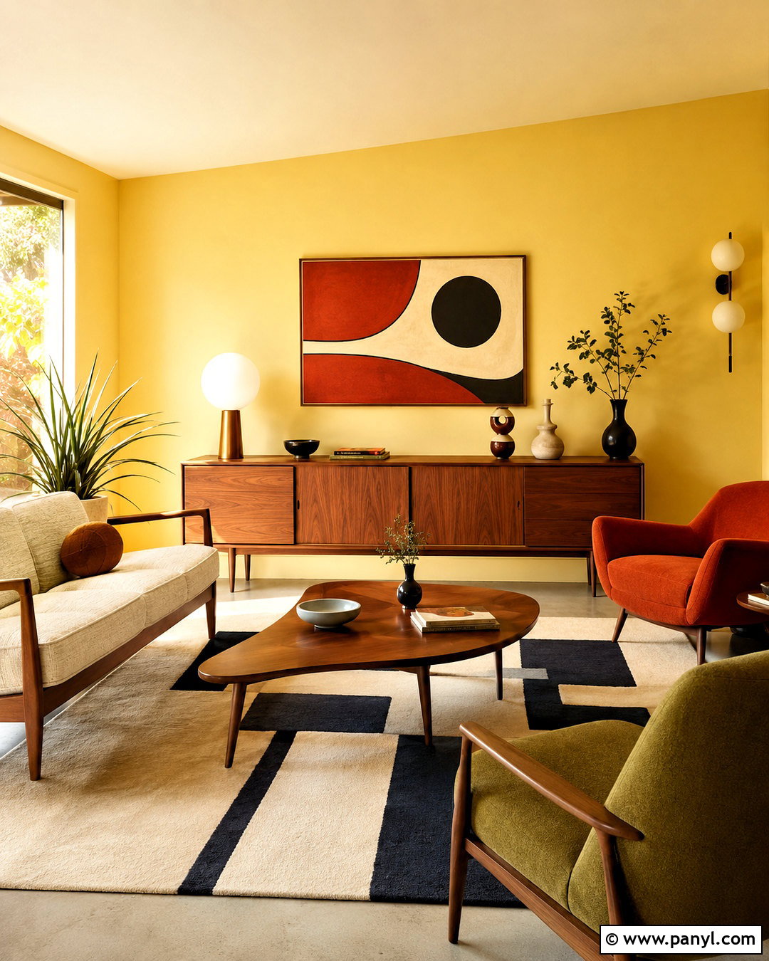 Light Yellow Midcentury Modern Room - 20 light yellow room ideas