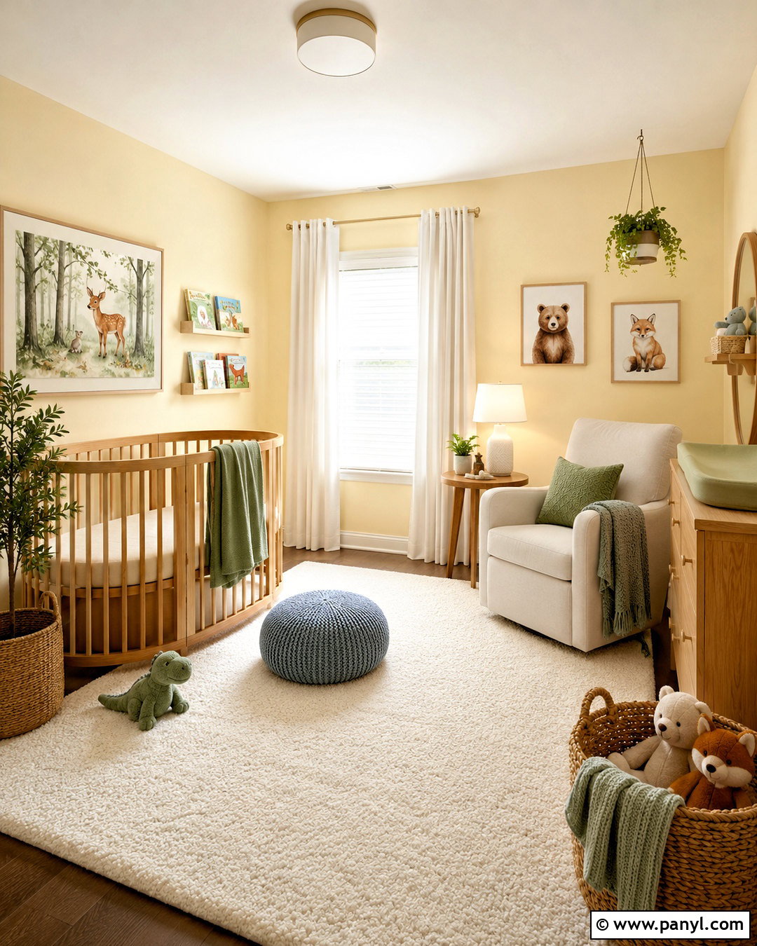 Light Yellow Nursery With Natural Wood - 20 light yellow room ideas