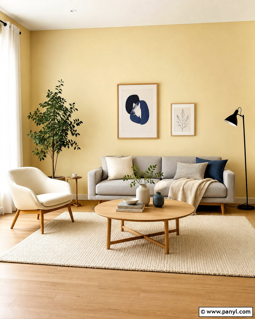 Light Yellow Scandinavian Room - 40 light yellow walls