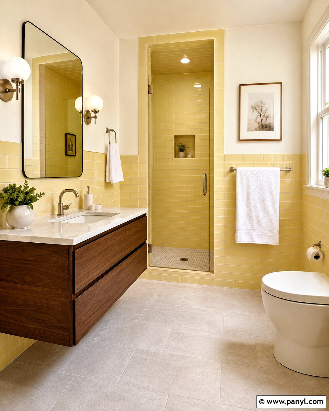 Light Yellow Subway Tile Bathroom - 20 light yellow bathroom ideas