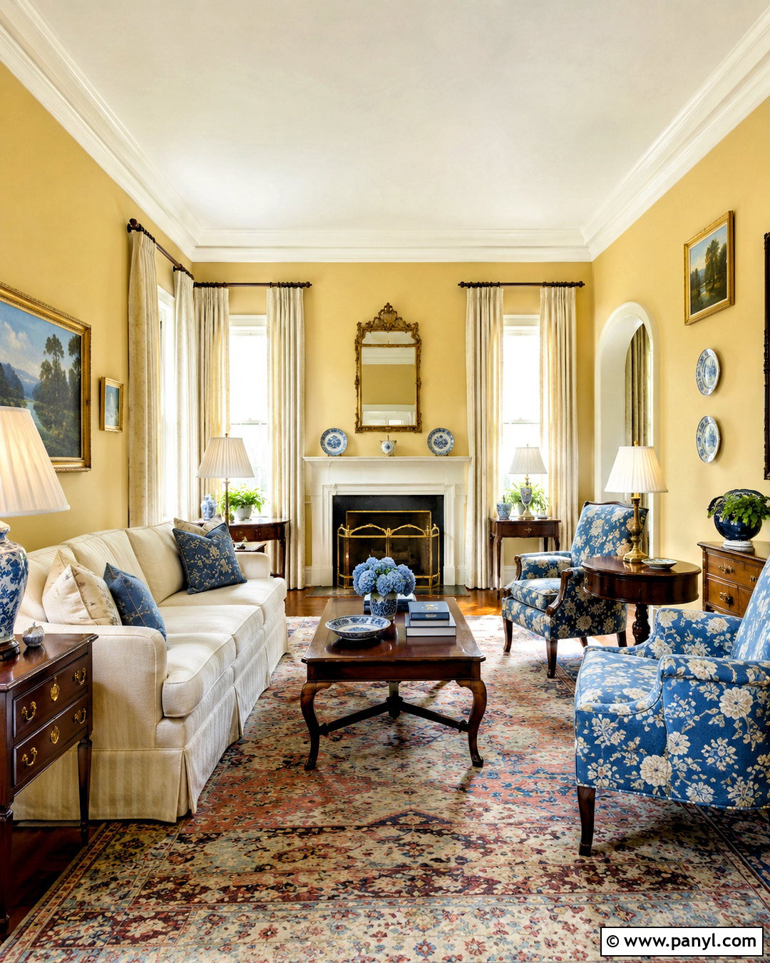 Light Yellow Traditional Sitting Room - 20 light yellow room ideas