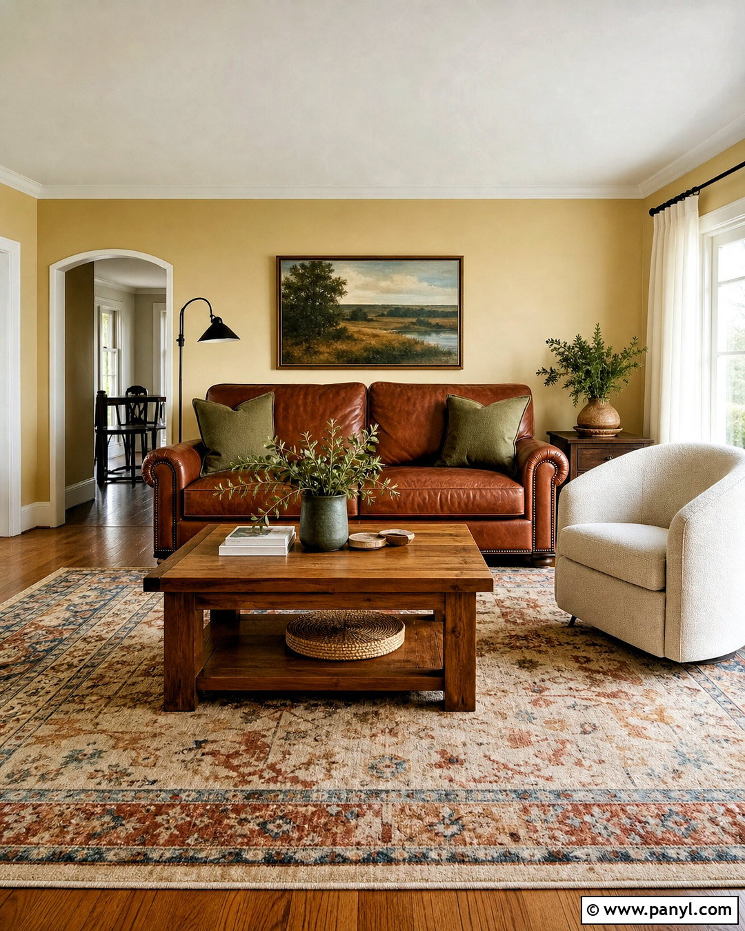 Light Yellow Walls With Brown Leather Sofa - 20 light yellow walls living room ideas