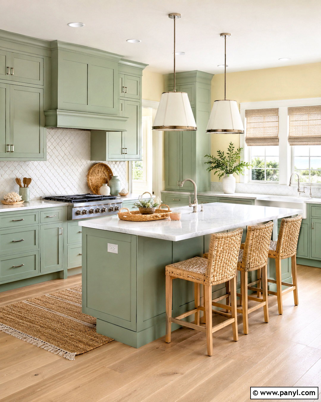 Light Yellow Walls With Celadon Green Cabinets - 20 Yellow Wall Green Cabinets