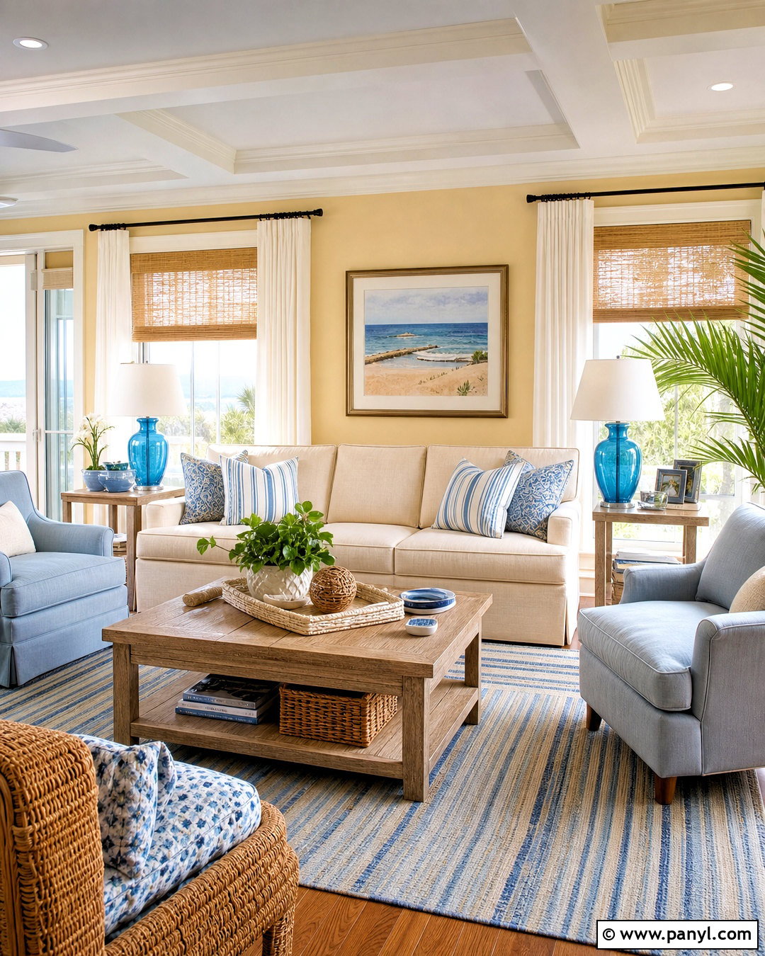 Light Yellow Walls With Coastal Decor - 20 light yellow walls living room ideas
