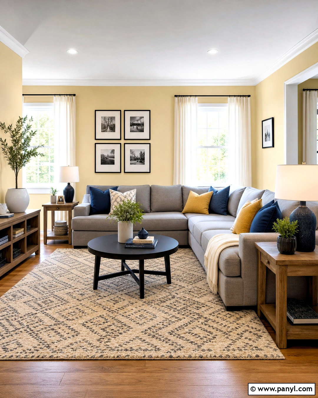 Light Yellow Walls With Gray Sofa - 20 light yellow walls living room ideas