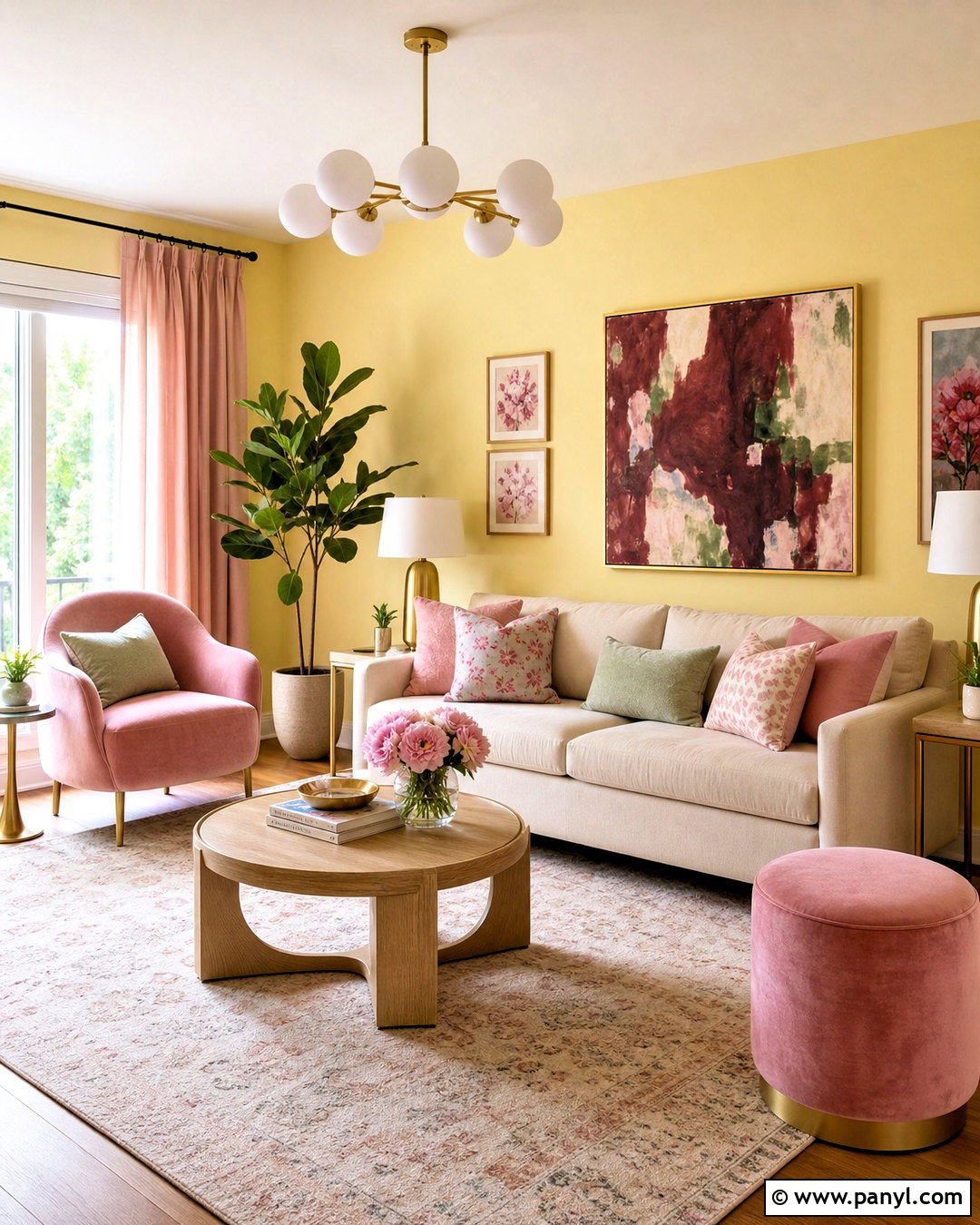 Light Yellow Walls With Pink Accents - 20 light yellow walls living room ideas