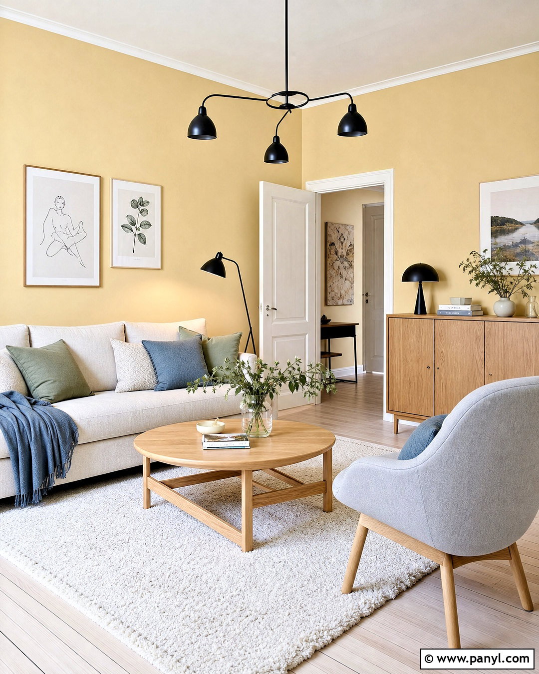 Light Yellow Walls With Scandinavian Decor - 20 light yellow walls living room ideas