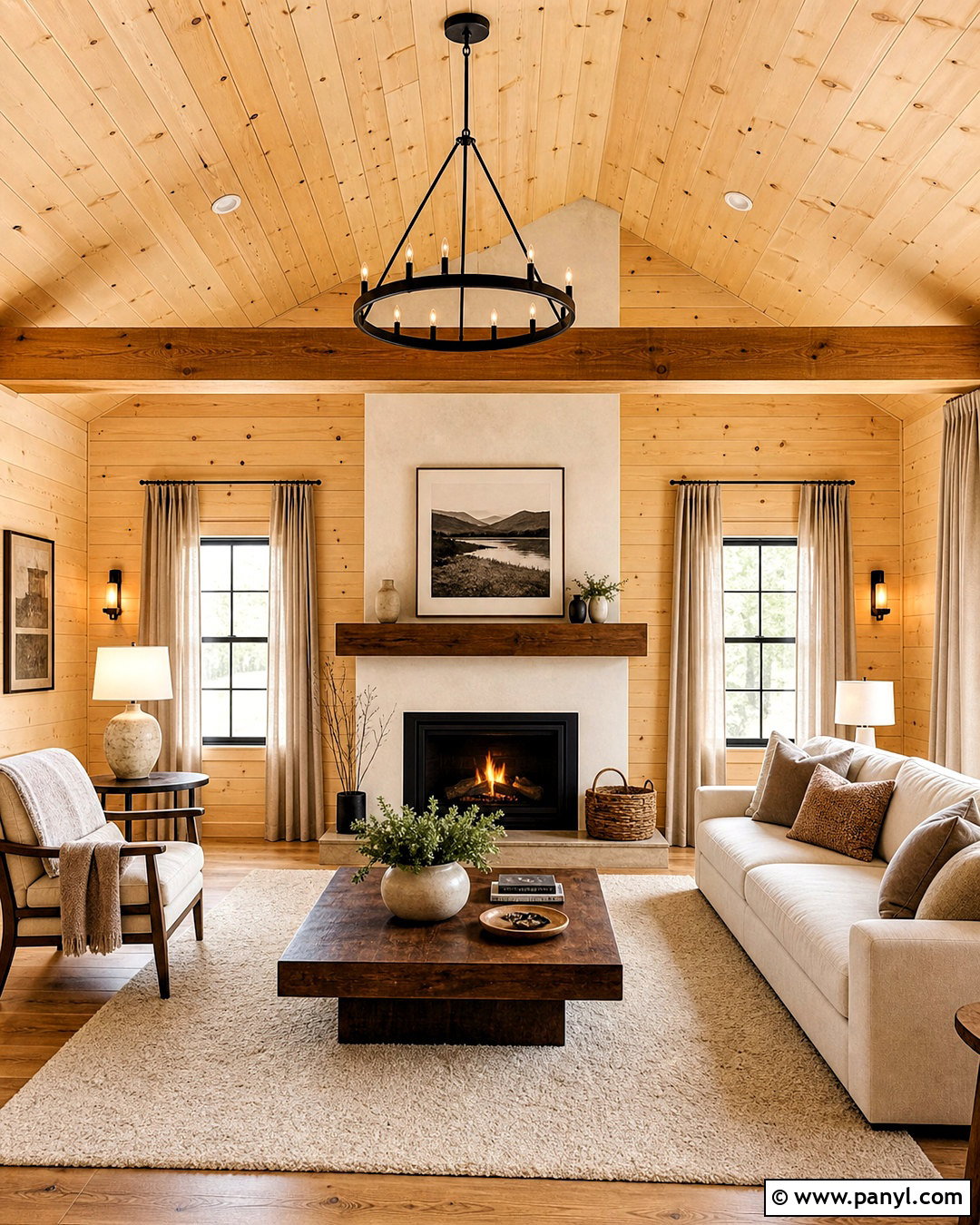 Lightened Natural Knotty Pine Walls - 20 knotty pine walls makeover ideas