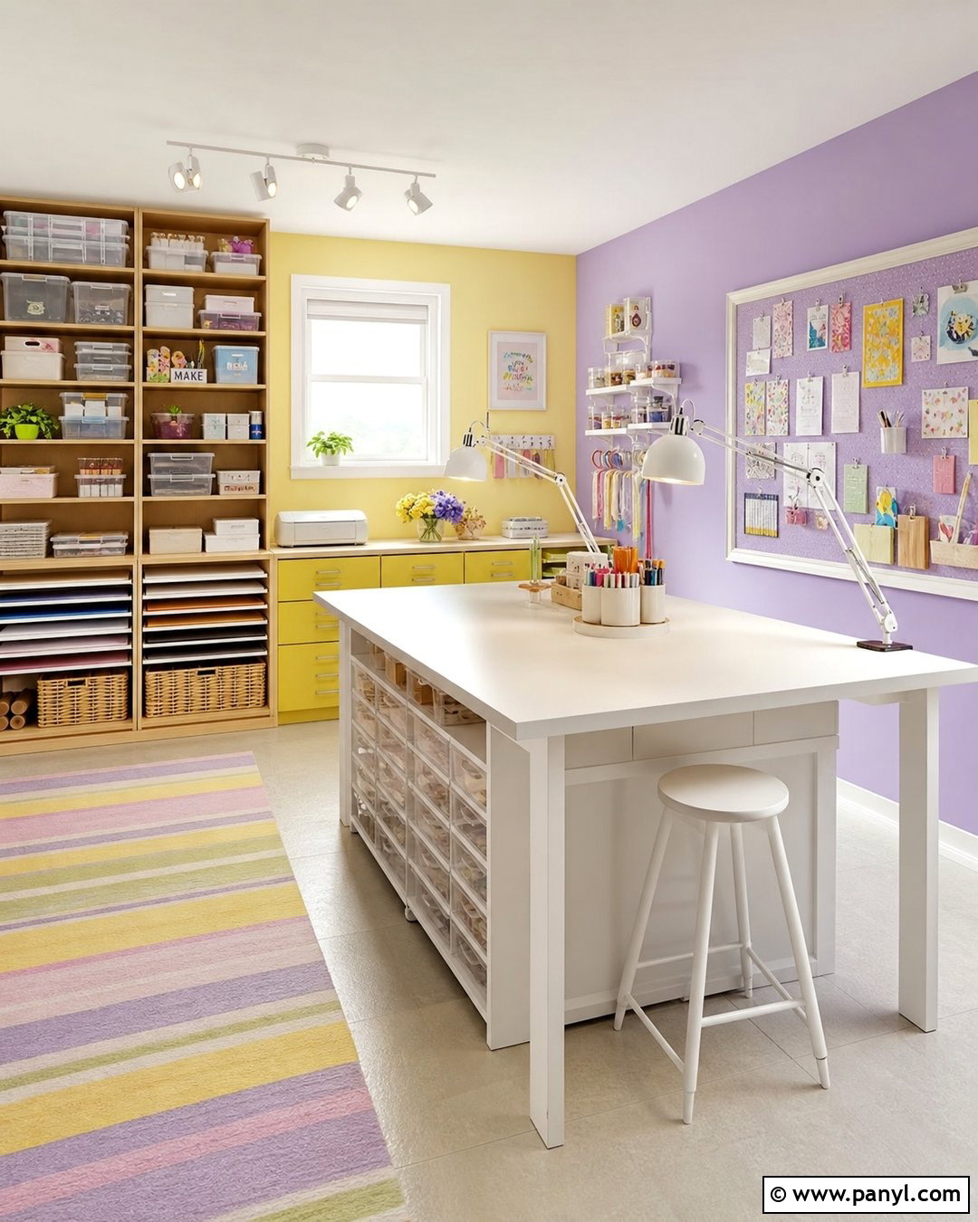 Lilac And Butter Yellow Craft Room Walls - 20 Room With Different Colored Walls