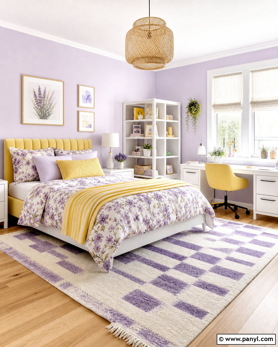 Lilac And Lemon Yellow Girls Bedroom - 20 girls bedroom color ideas