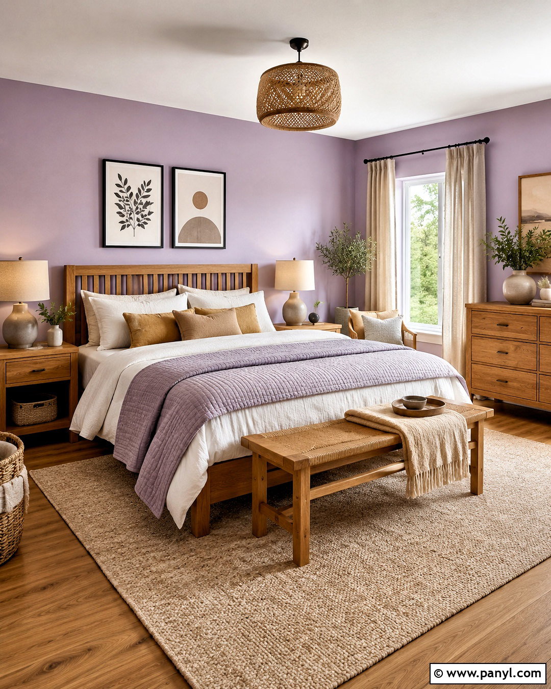 Lilac And Natural Wood Bedroom - 20 lilac bedroom ideas