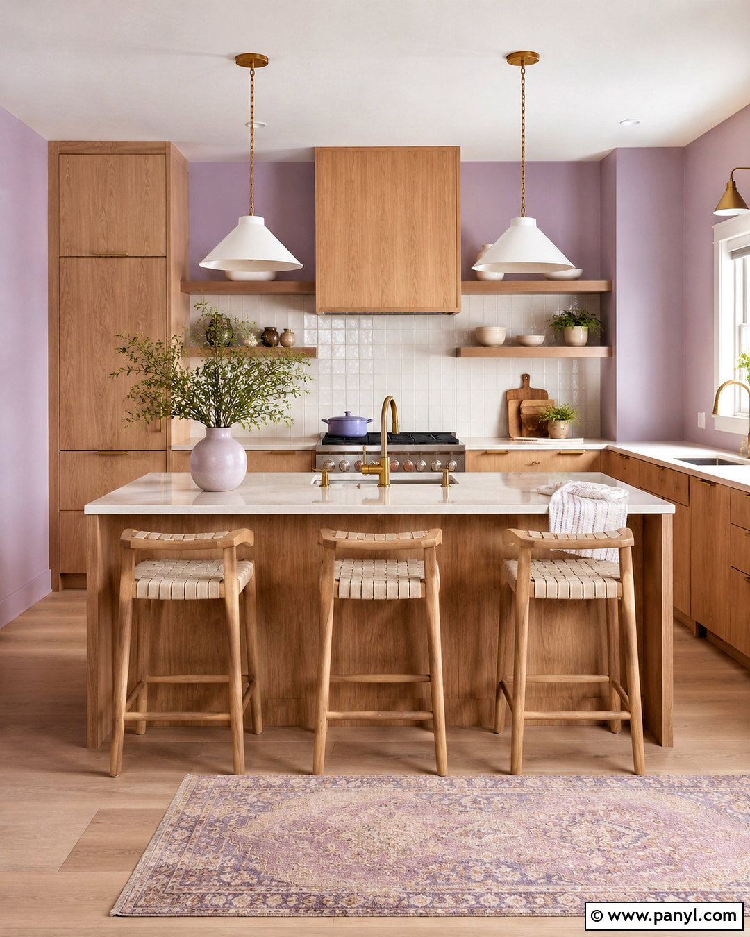 Lilac And Natural Wood Kitchen - 20 lilac wall paint ideas