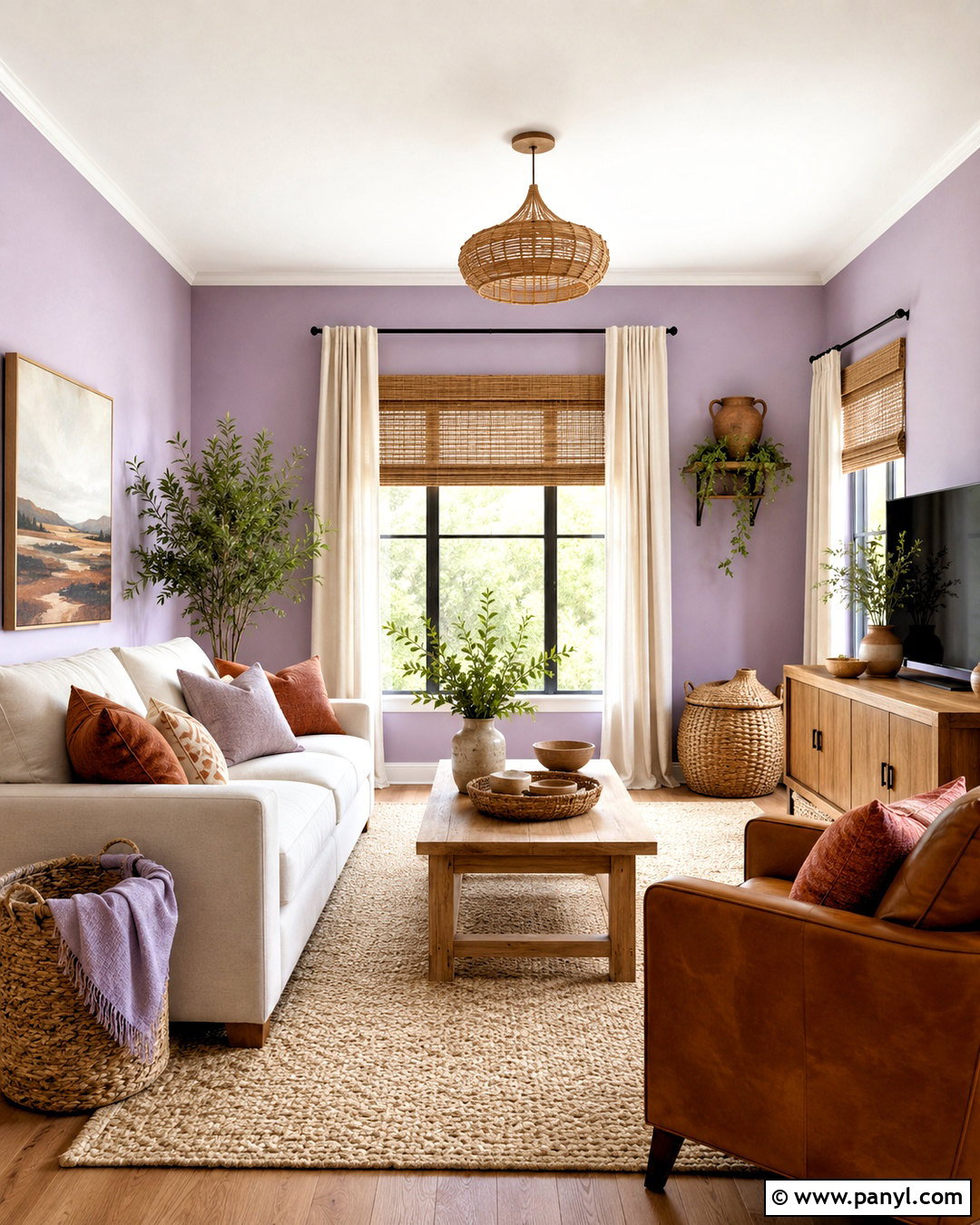 Lilac And Natural Wood Living Room - 20 lilac living room ideas