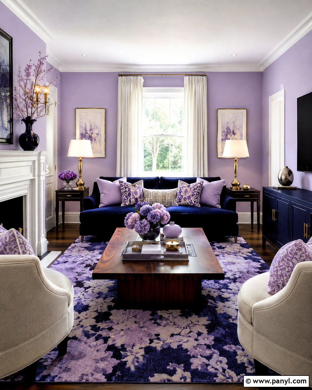 Lilac And Navy Living Room - 20 lilac decor ideas