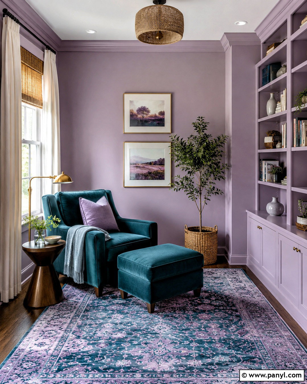 Lilac And Teal Reading Room - 20 lilac wall paint ideas