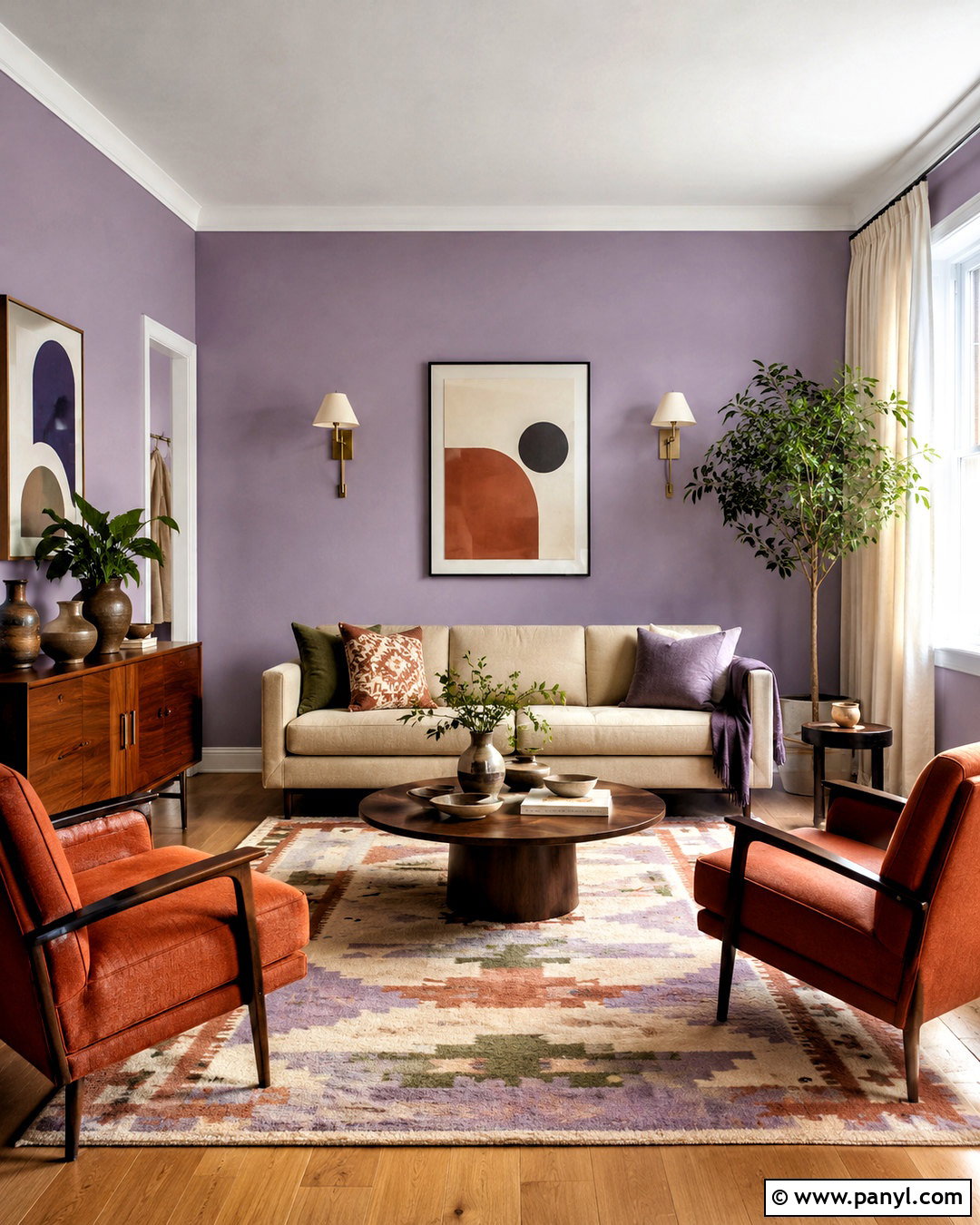 Lilac And Terracotta Living Room - 20 lilac wall paint ideas