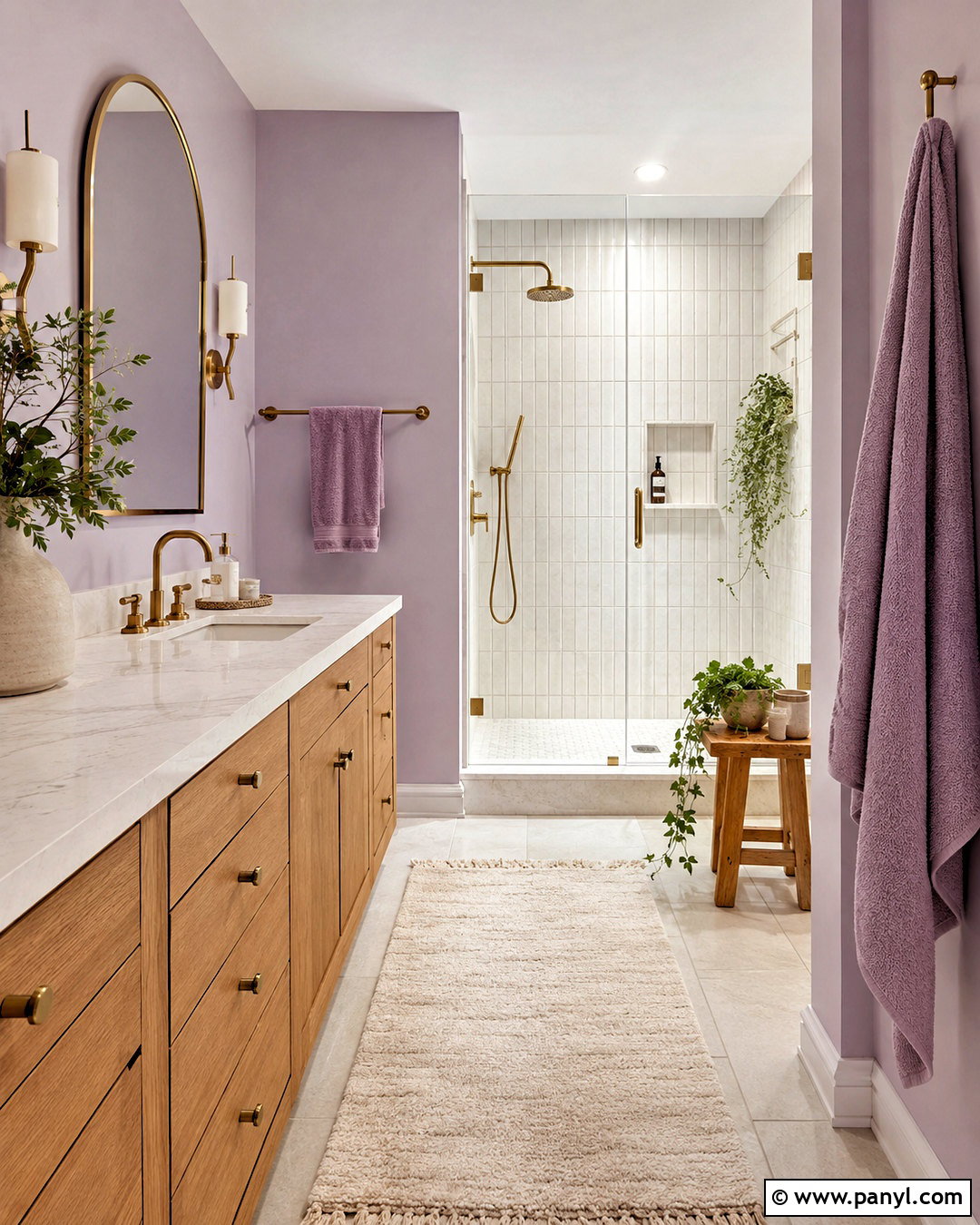 Lilac Bathroom With Brass - 20 lilac decor ideas