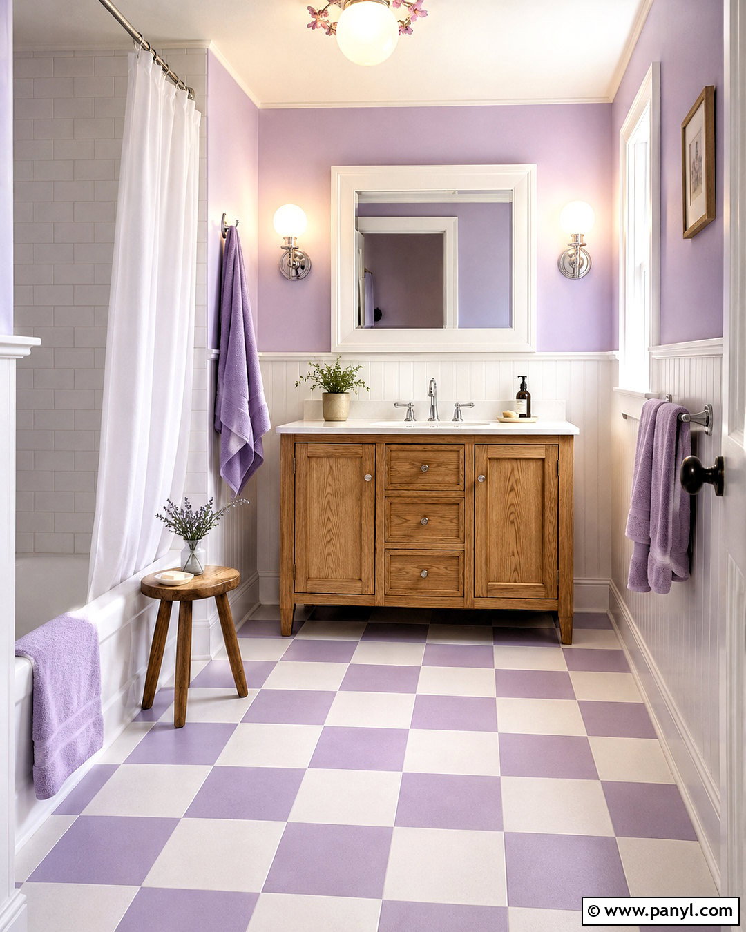 Lilac Bathroom With Checkerboard Floor - 20 lilac bathroom ideas