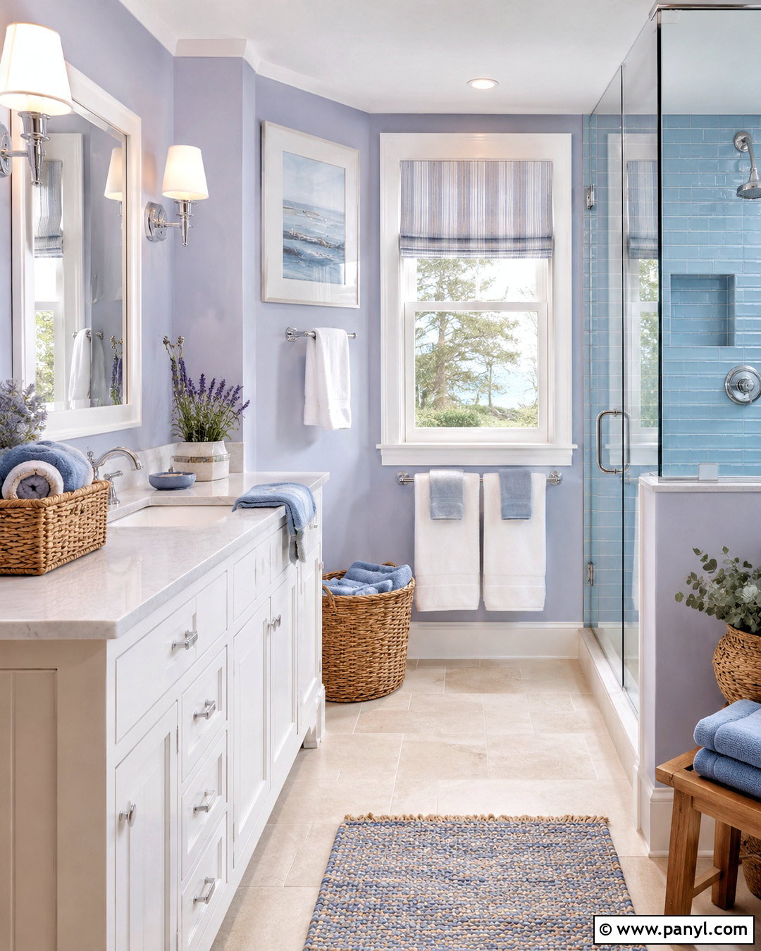 Lilac Bathroom With Coastal Blue - 20 lilac bathroom ideas