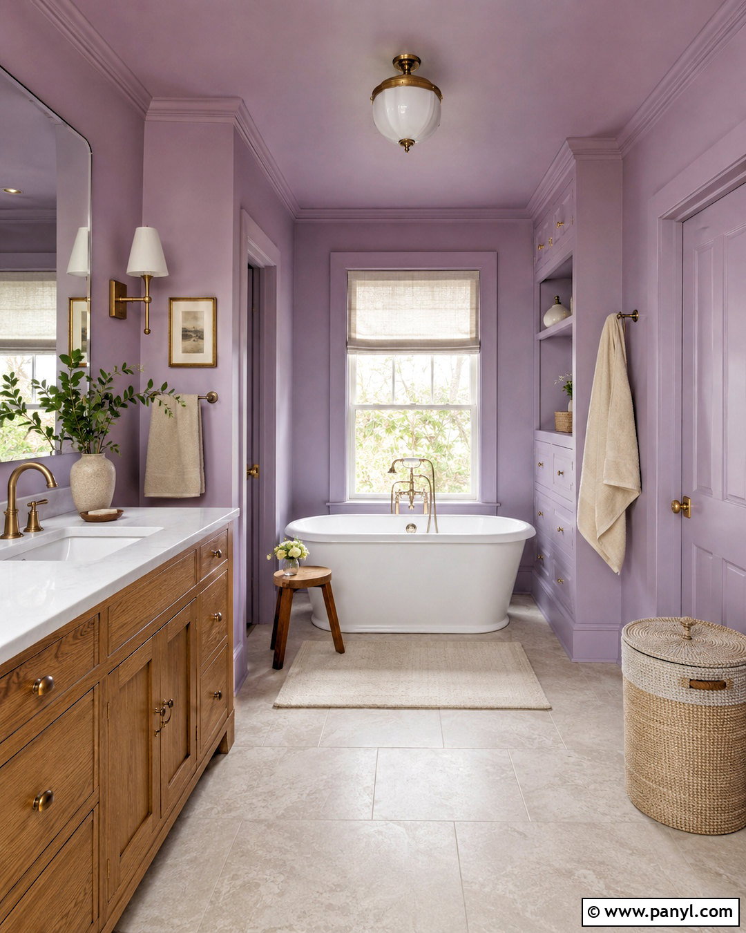 Lilac Bathroom With Color-Drenched Walls - 20 lilac bathroom ideas