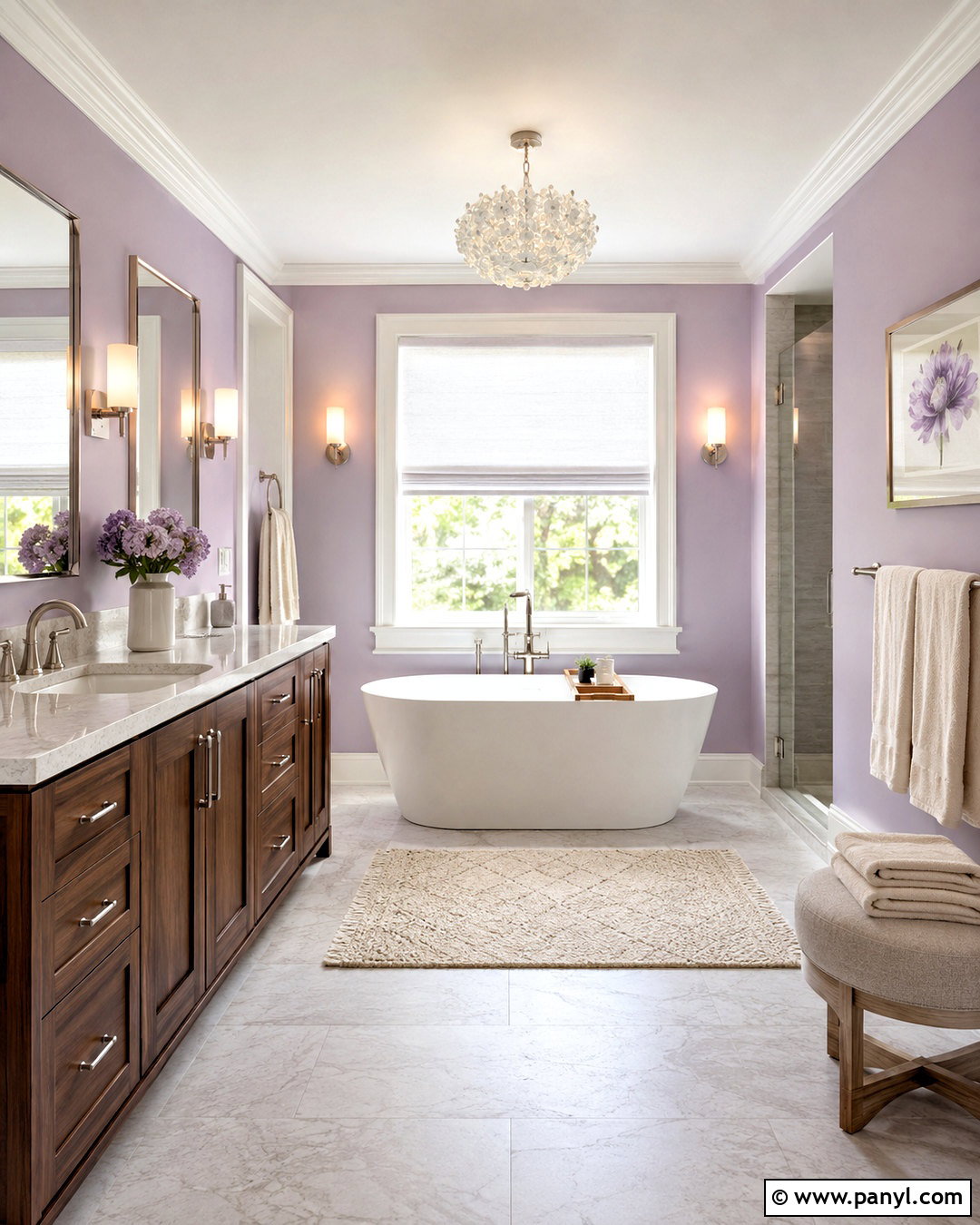 Lilac Bathroom With Freestanding Tub - 20 lilac bathroom ideas