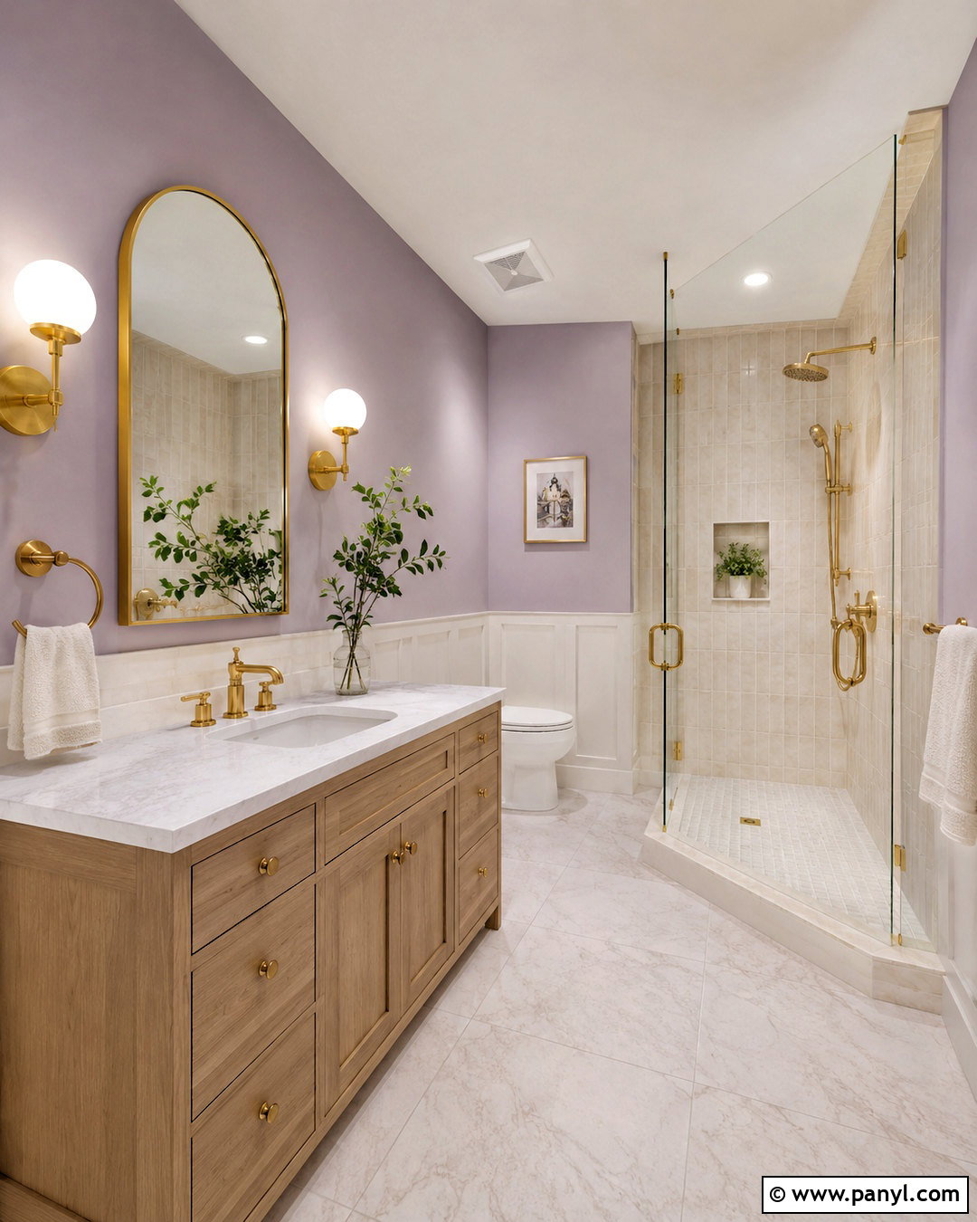 Lilac Bathroom With Gold Fixtures - 20 lilac bathroom ideas