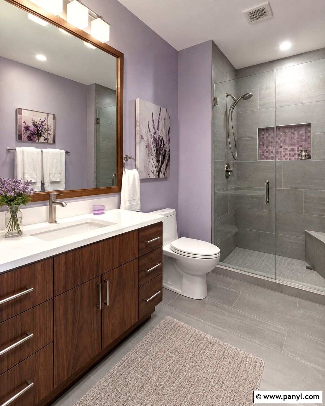 Lilac Bathroom With Gray Tile - 20 lilac bathroom ideas