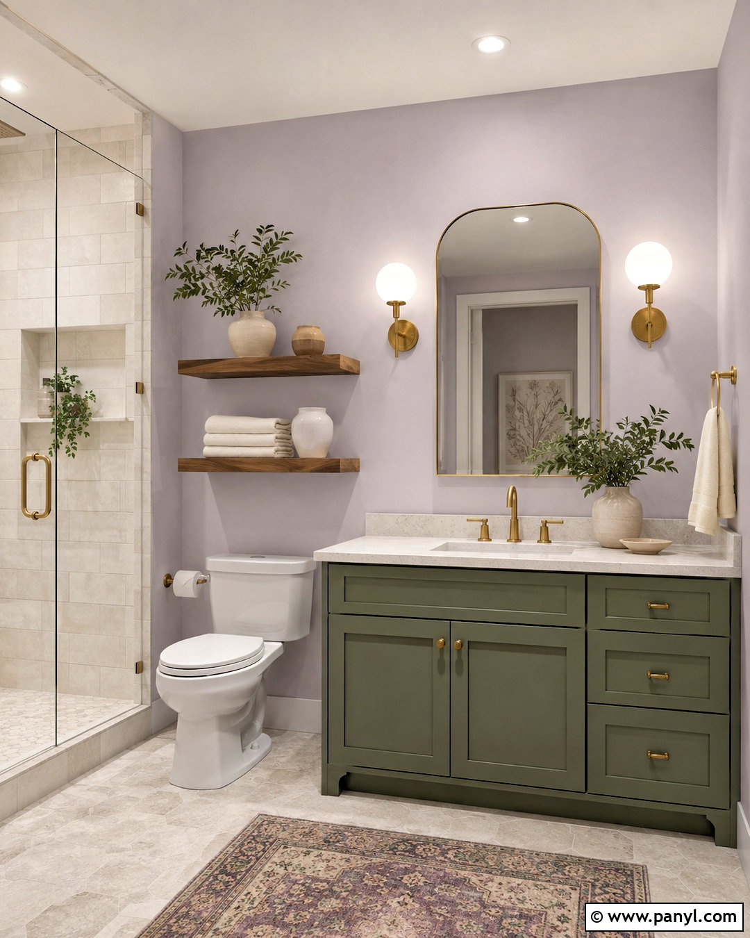 Lilac Bathroom With Green Vanity - 20 lilac bathroom ideas