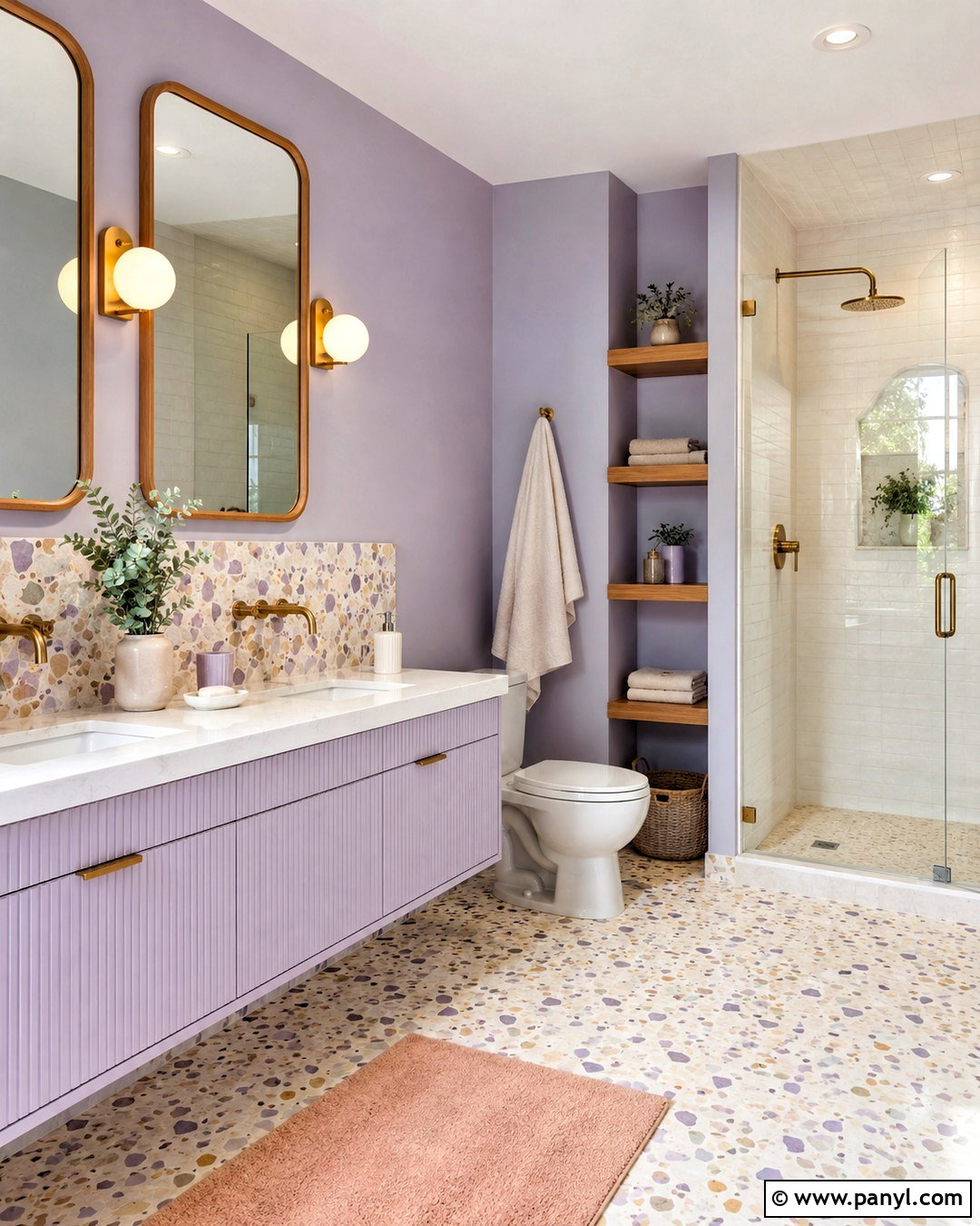 Lilac Bathroom With Terrazzo Tile - 20 lilac bathroom ideas